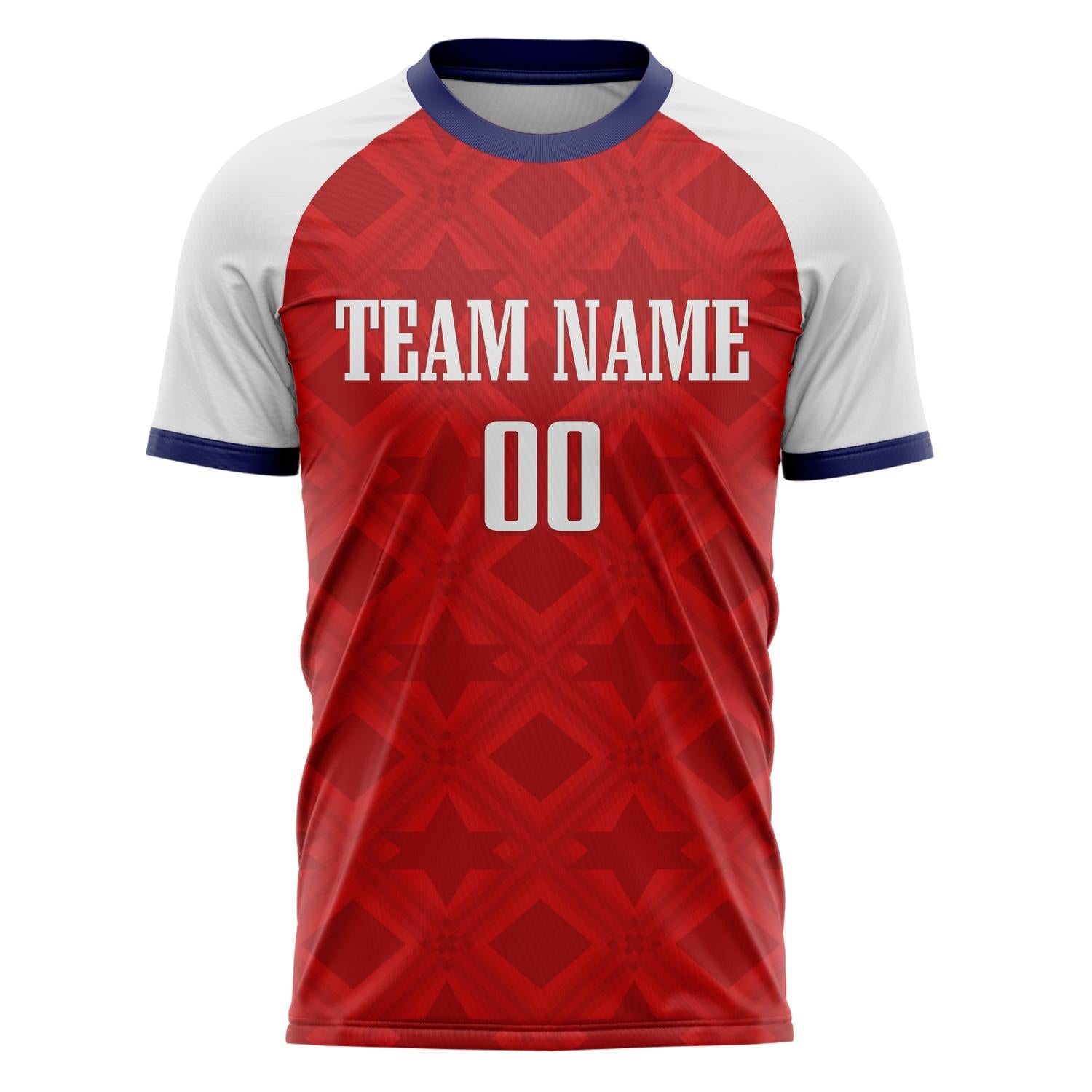 Custom Red White Pattern Soccer Jersey