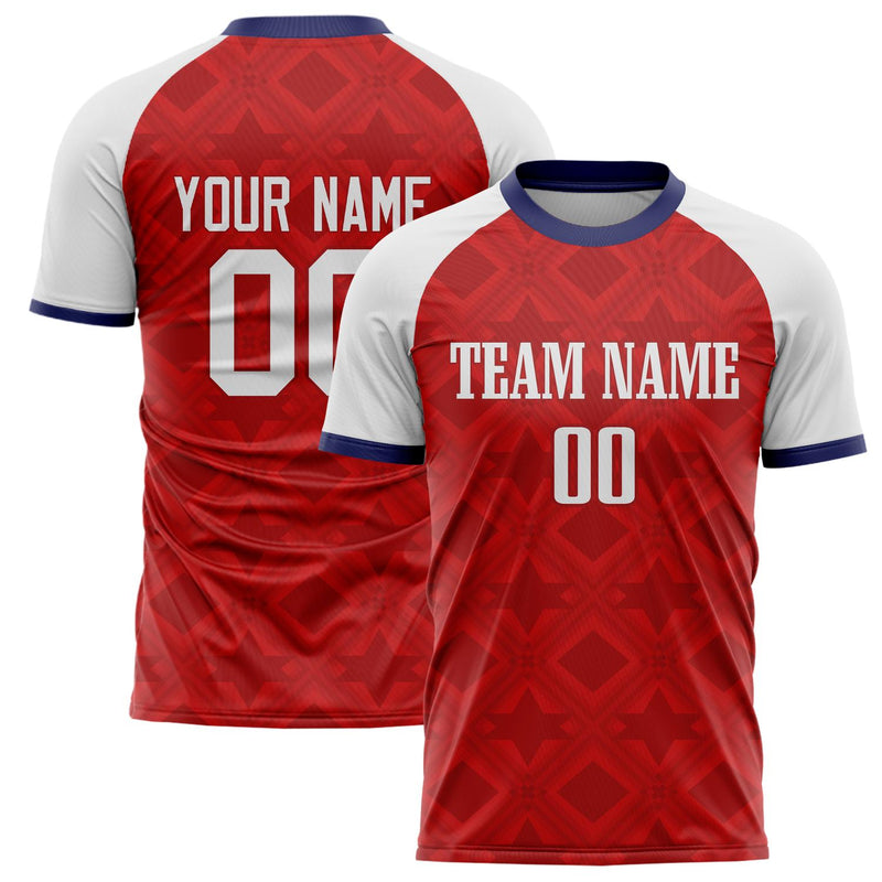 Custom Red White Pattern Soccer Jersey FT02240809XF240