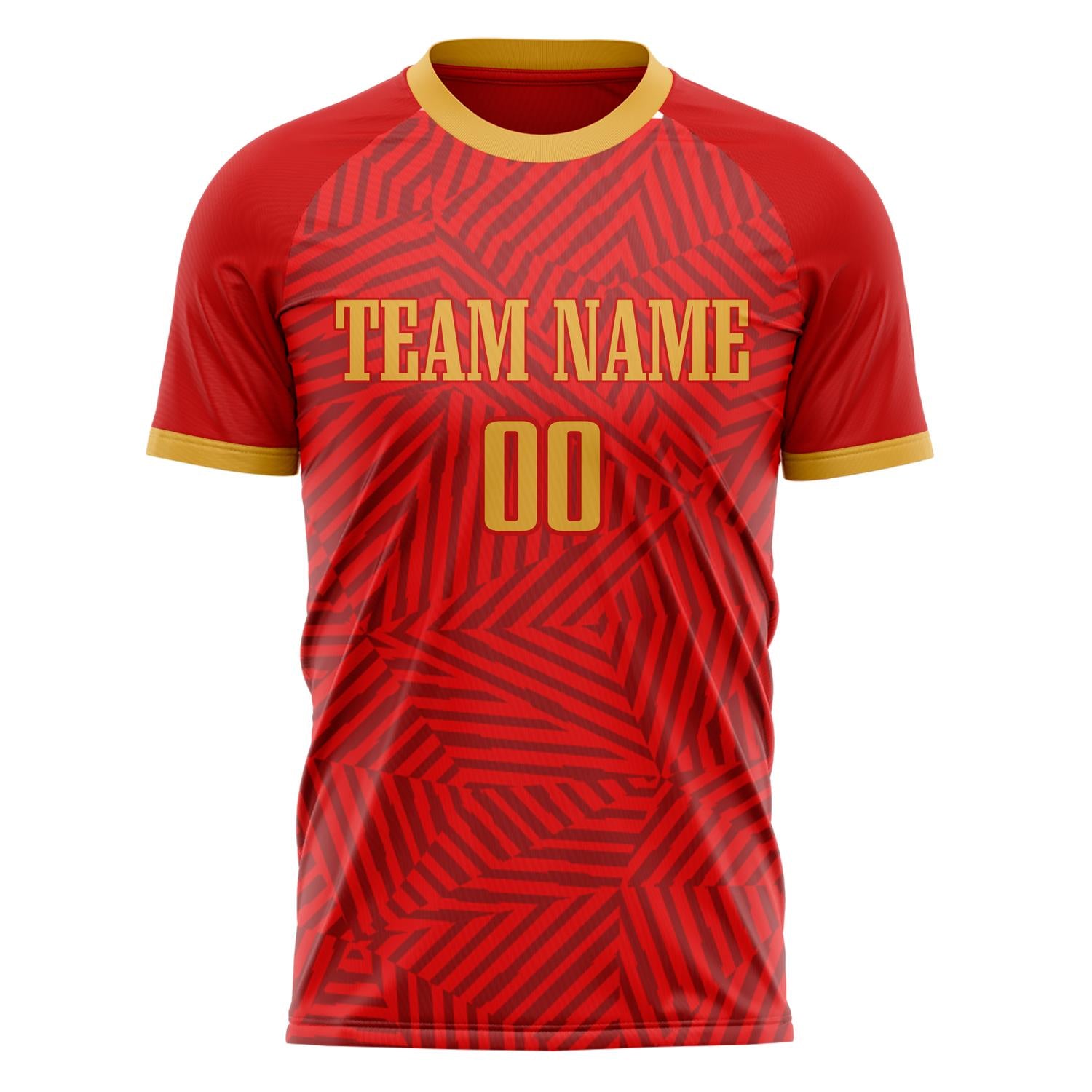 Custom Red Old Gold Pattern Soccer Jersey