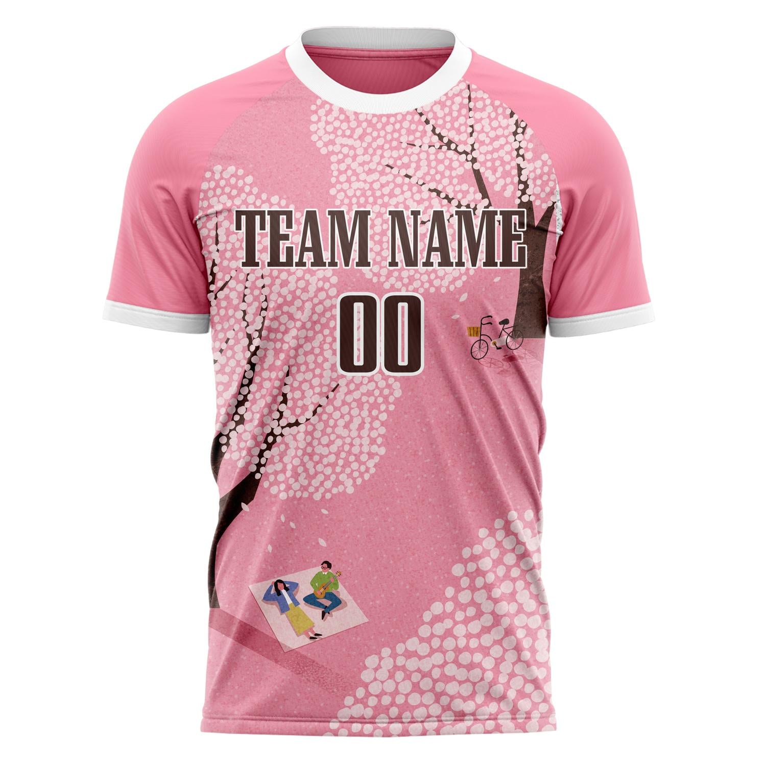 Custom Pink White Pattern Soccer Jersey