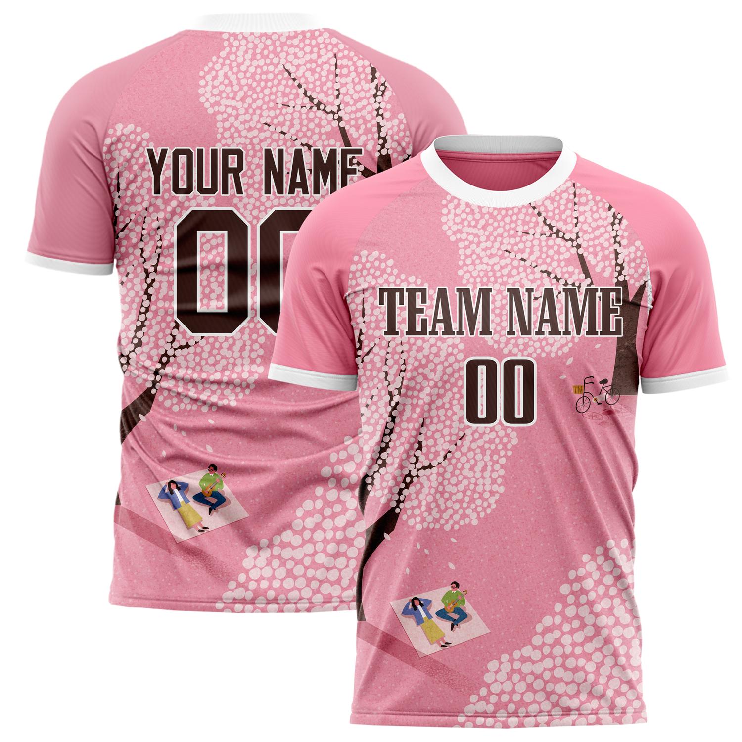Custom Pink White Pattern Soccer Jersey FT02240809XF245