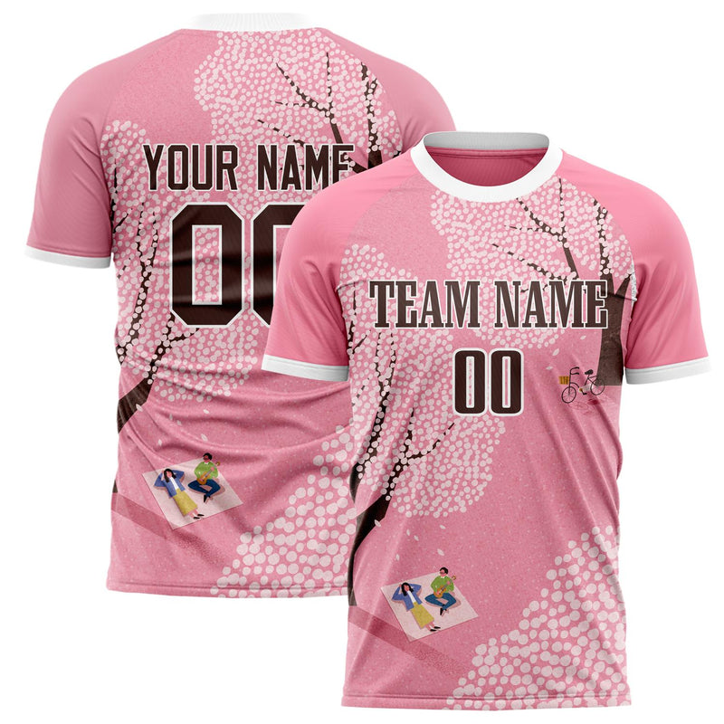 Custom Pink White Pattern Soccer Jersey FT02240809XF245