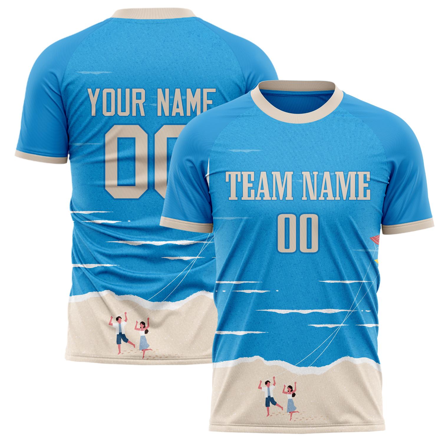 Custom Blue Gray Pattern Soccer Jersey FT02240809XF246