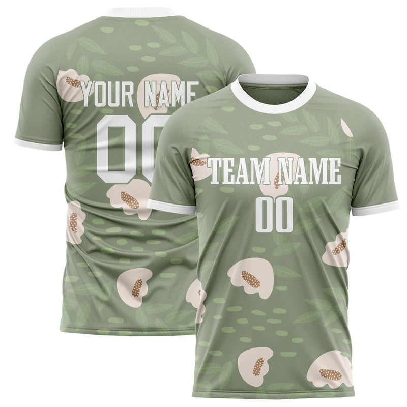 Custom Green White Pattern Soccer Jersey FT02240809XF252