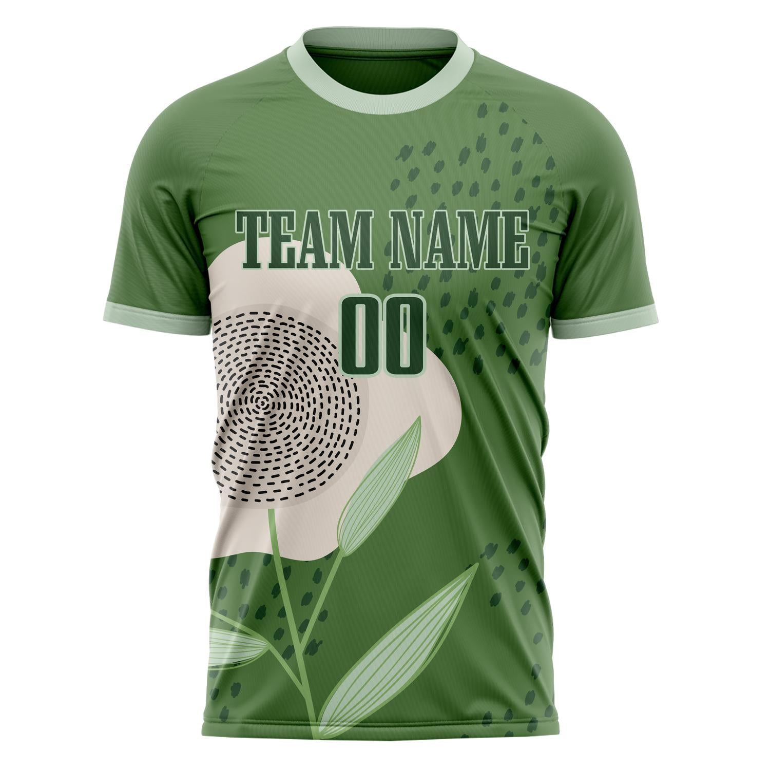 Custom Green Cream Pattern Soccer Jersey