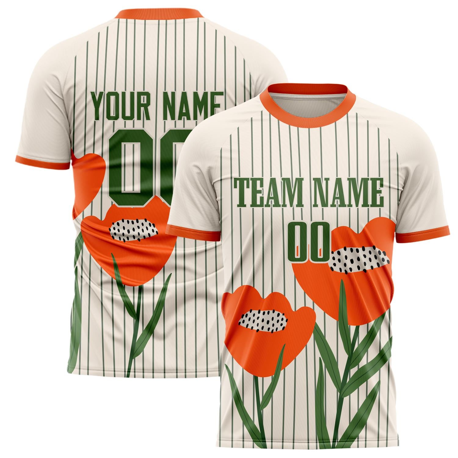 Custom Cream Green Pattern Soccer Jersey FT02240809XF257