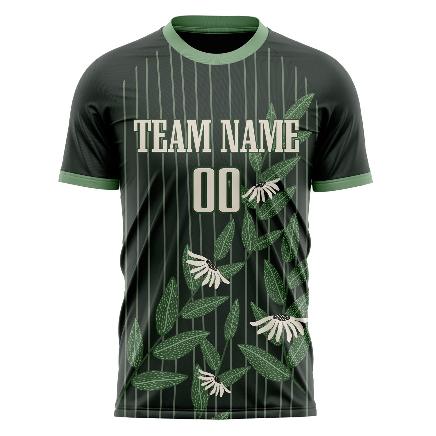 Custom Black Green Pattern Soccer Jersey