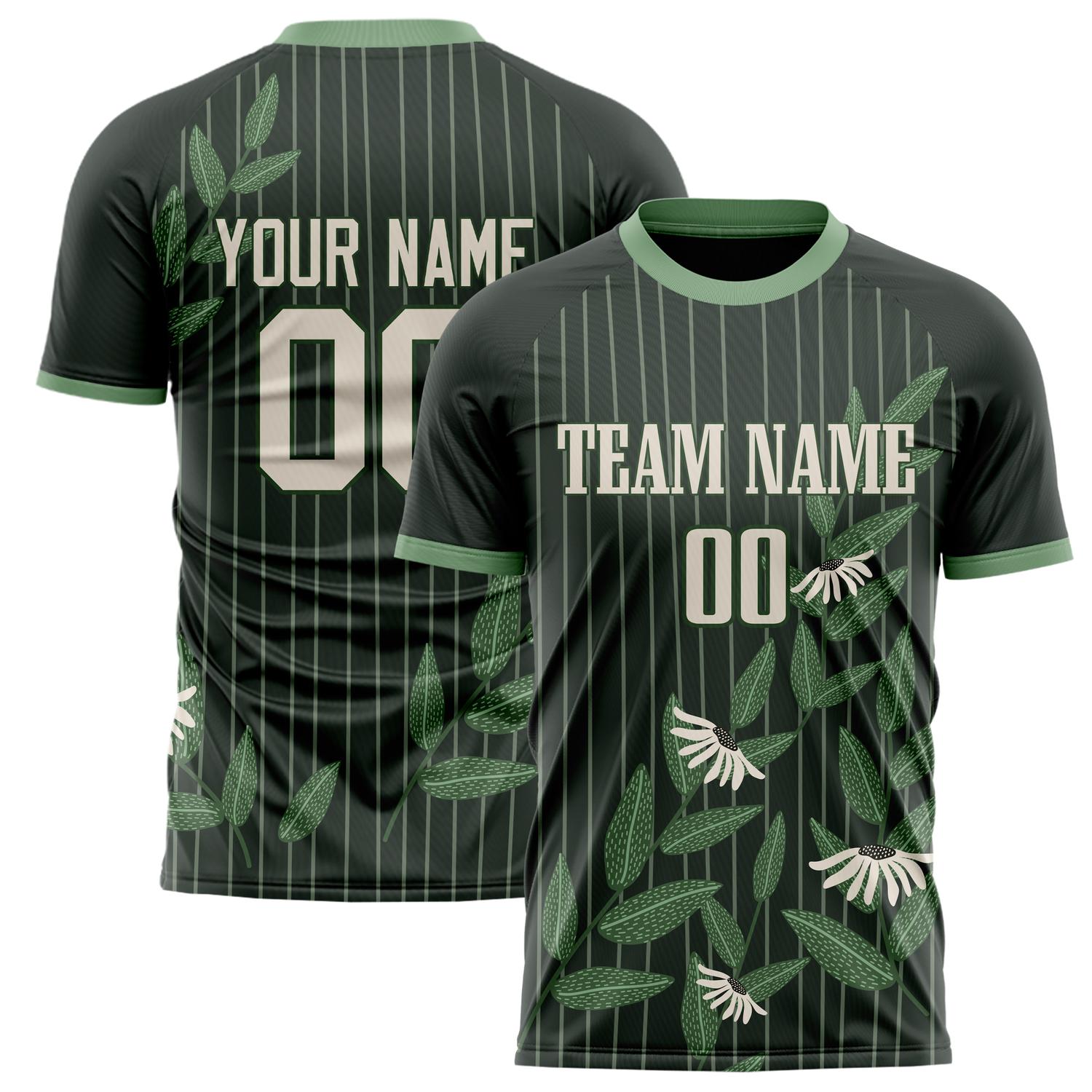Custom Black Green Pattern Soccer Jersey FT02240809XF258