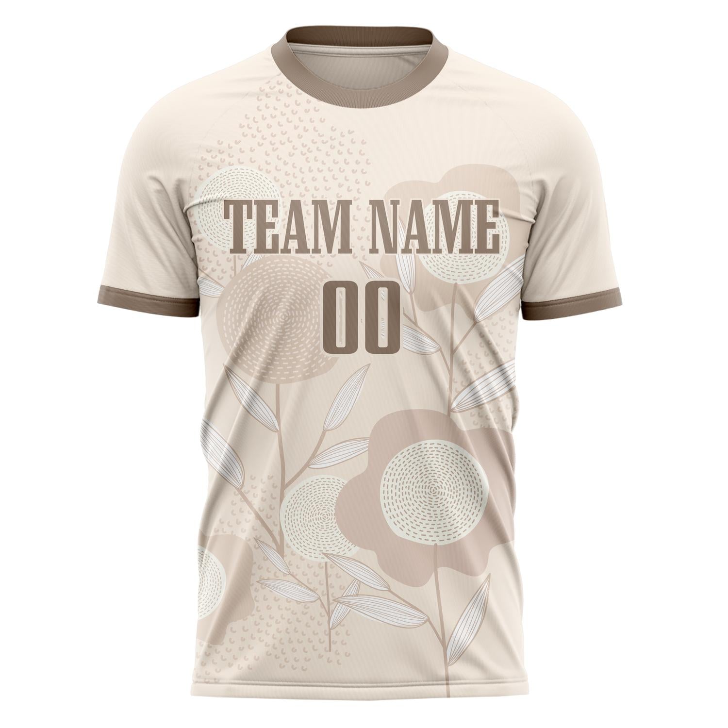 Custom Cream Brown Pattern Soccer Jersey