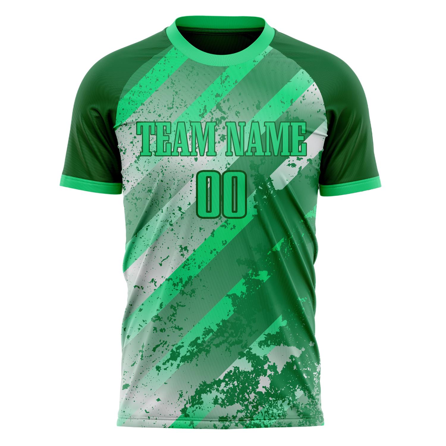 Custom Green Kelly Green Pattern Soccer Jersey