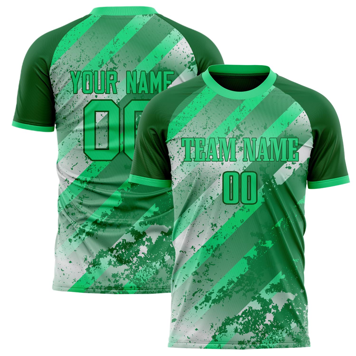 Custom Green Kelly Green Pattern Soccer Jersey FT02240809XF264