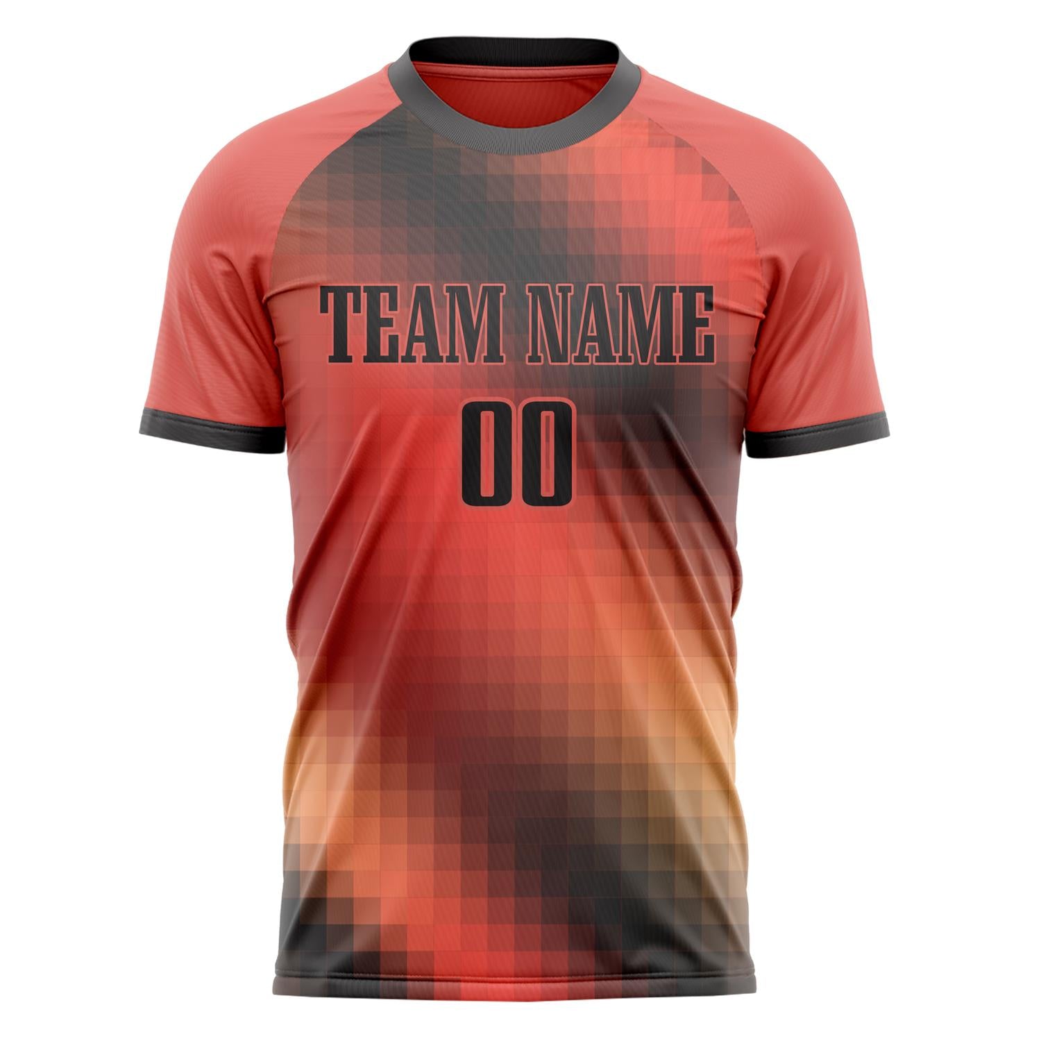 Custom Red Black Pattern Soccer Jersey