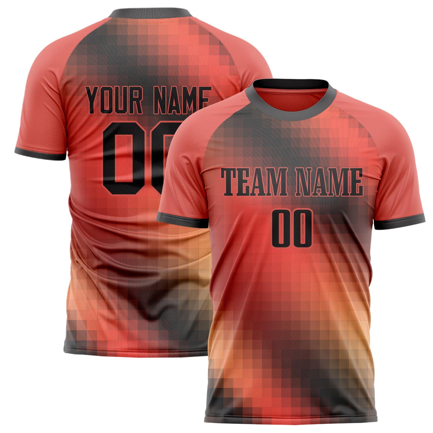 Custom Red Black Pattern Soccer Jersey FT02240809XF268