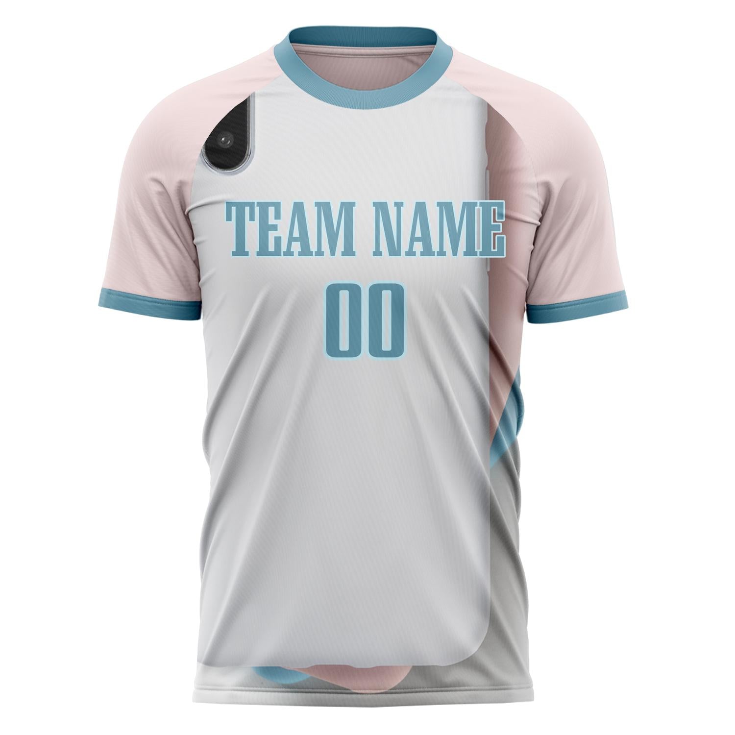 Custom White Blue Pattern Soccer Jersey