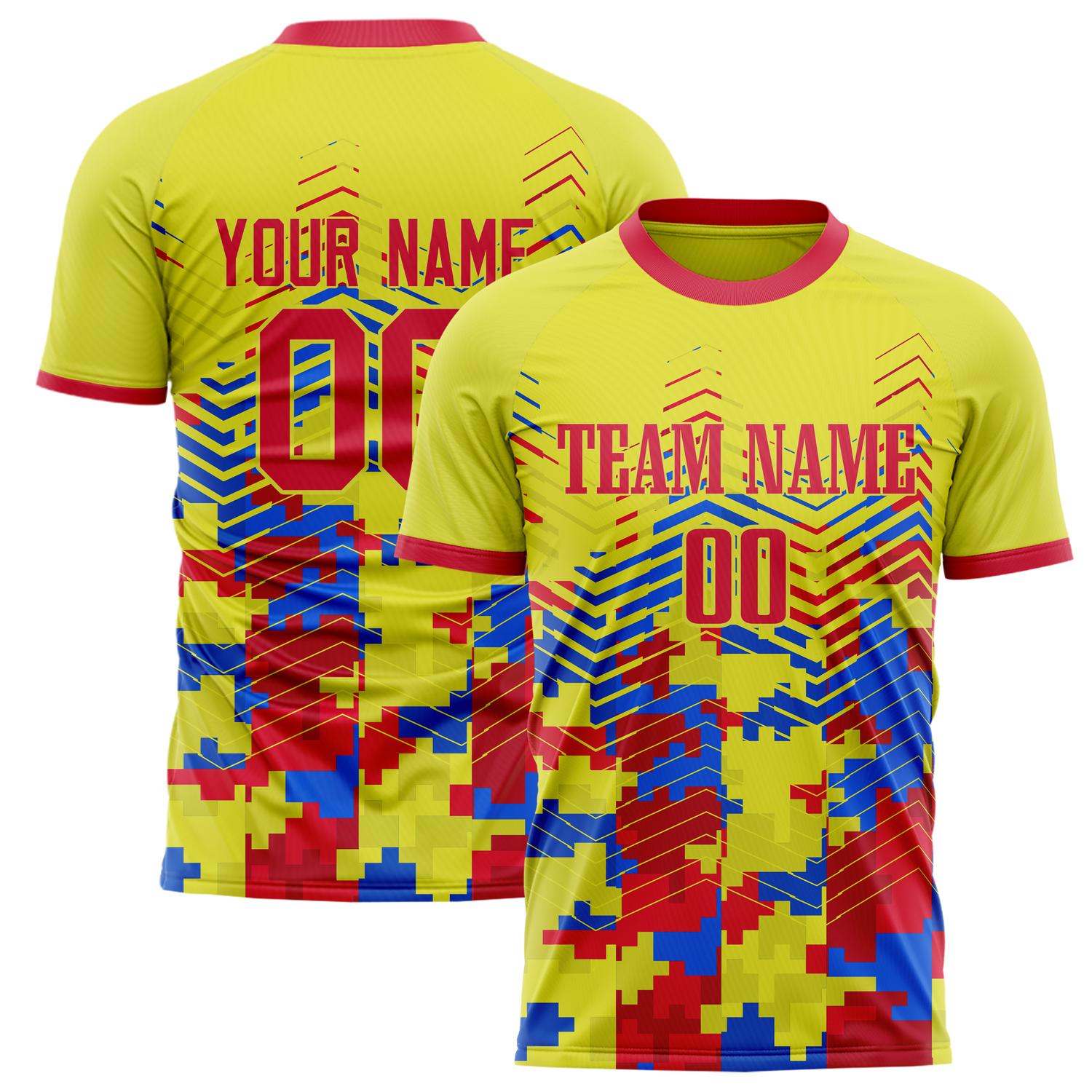 Custom Yellow Red Pattern Soccer Jersey FT02240809XF271