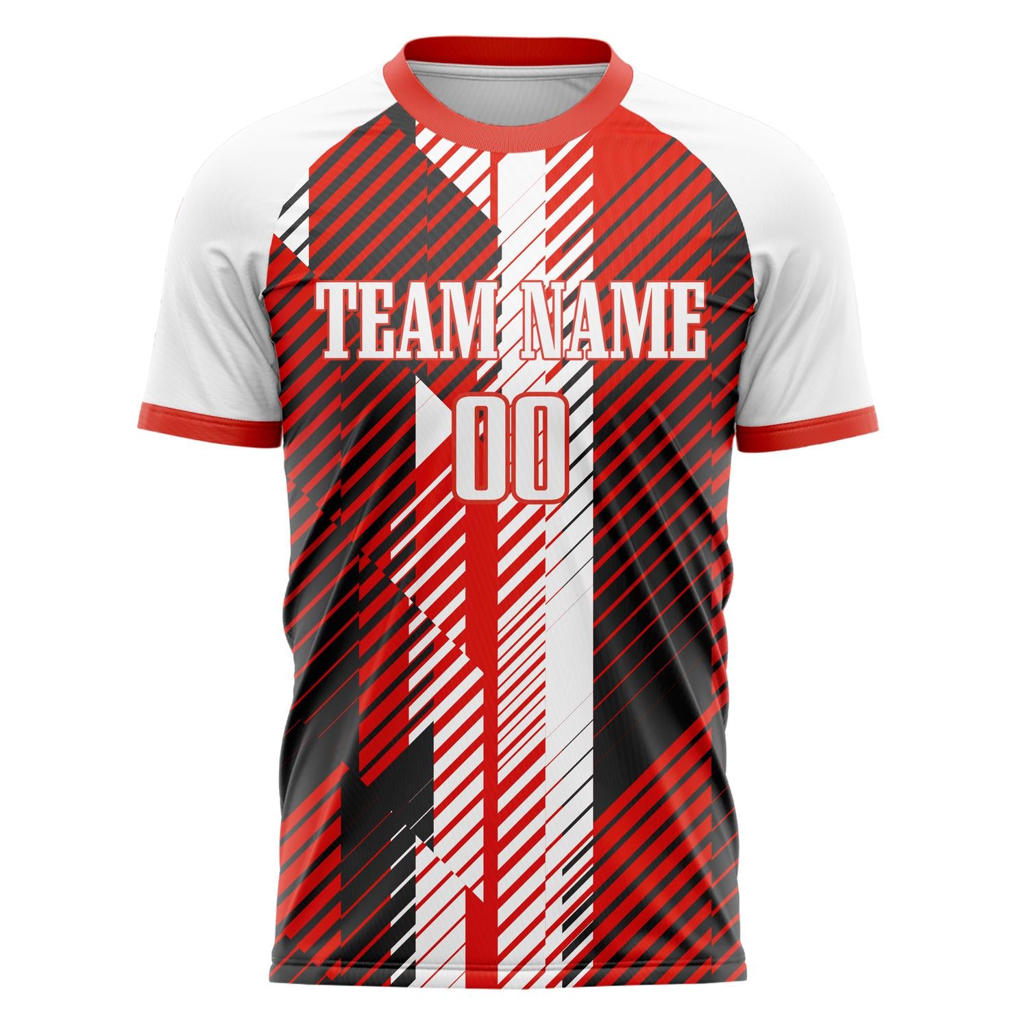 Custom Red White Pattern Soccer Jersey
