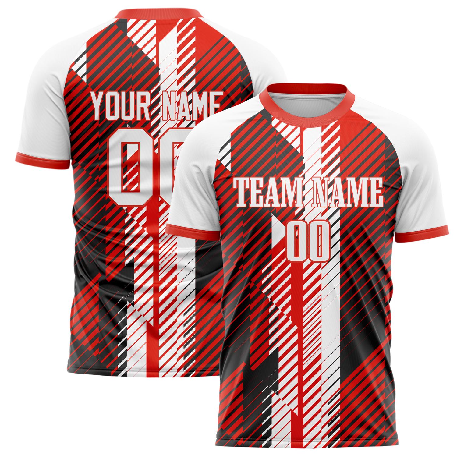 Custom Red White Pattern Soccer Jersey FT02240809XF272