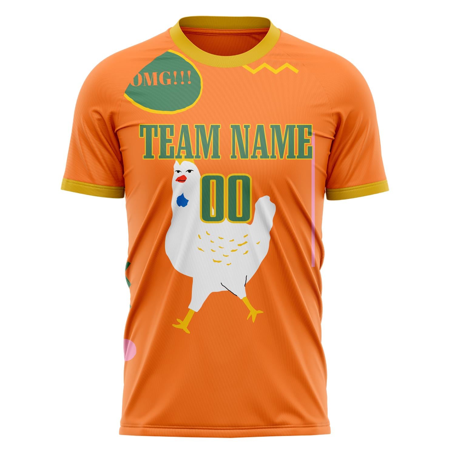 Custom Orange Kelly Green Pattern Soccer Jersey