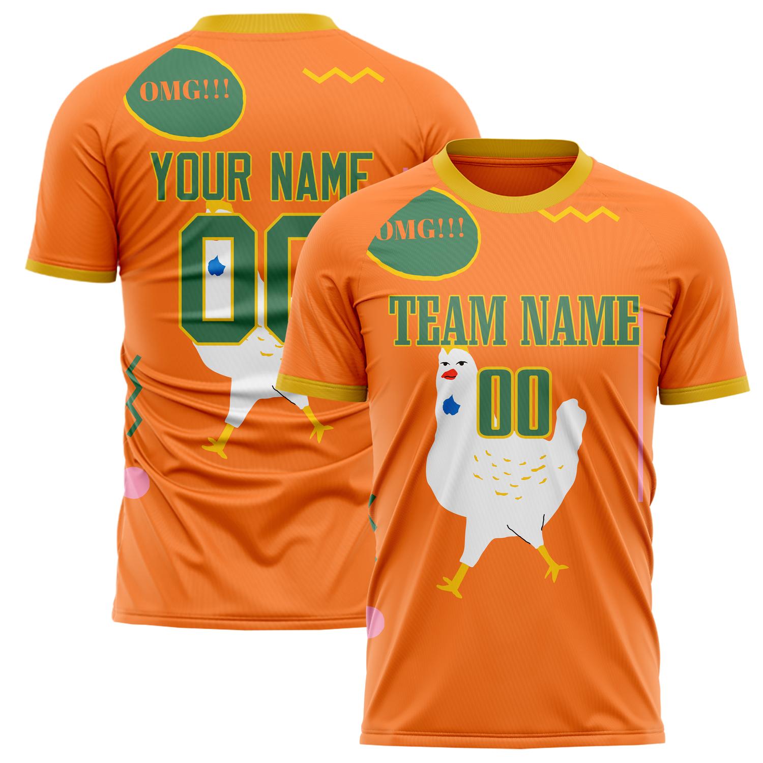 Custom Orange Kelly Green Pattern Soccer Jersey FT02240809XF273