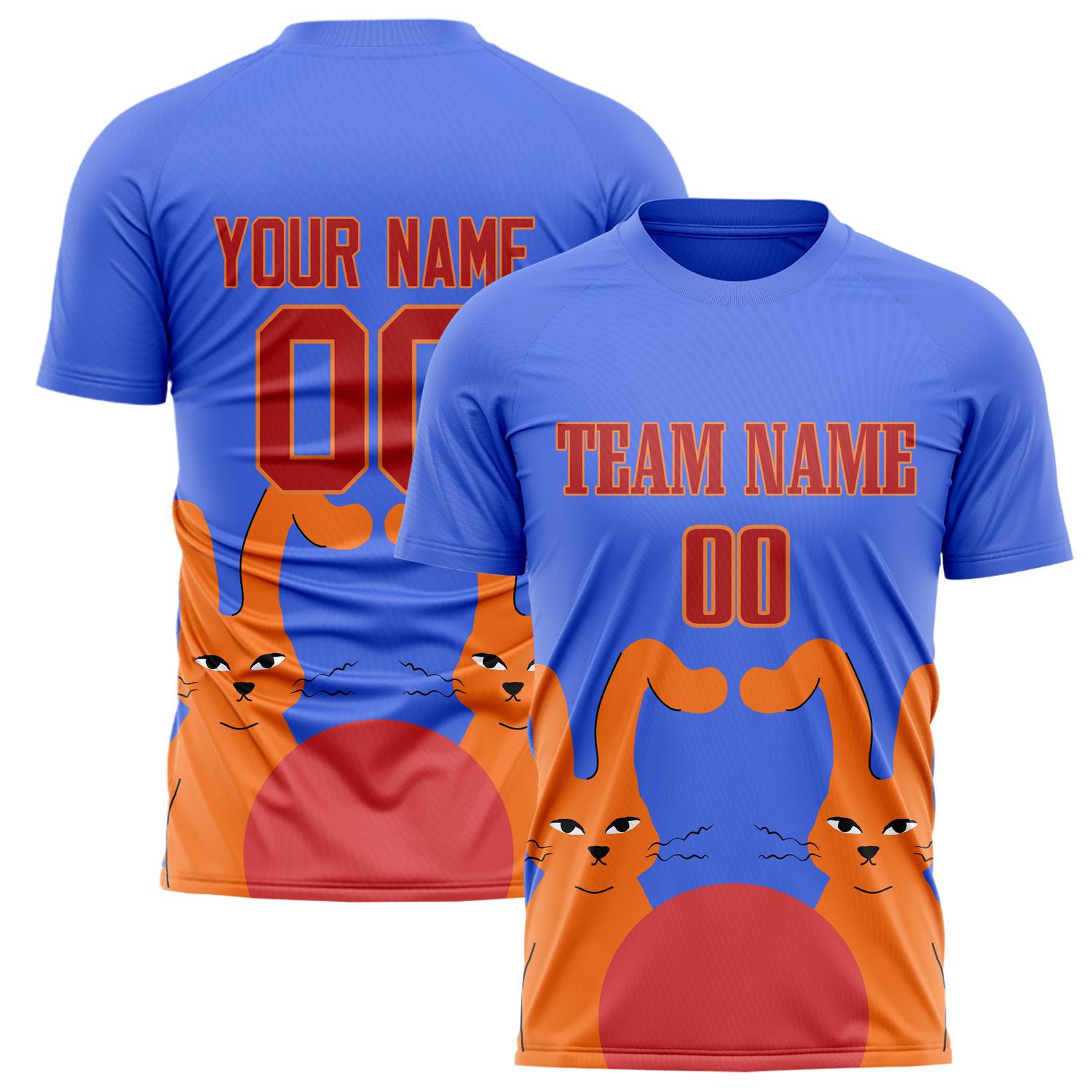Custom Blue Red Pattern Soccer Jersey FT02240809XF275