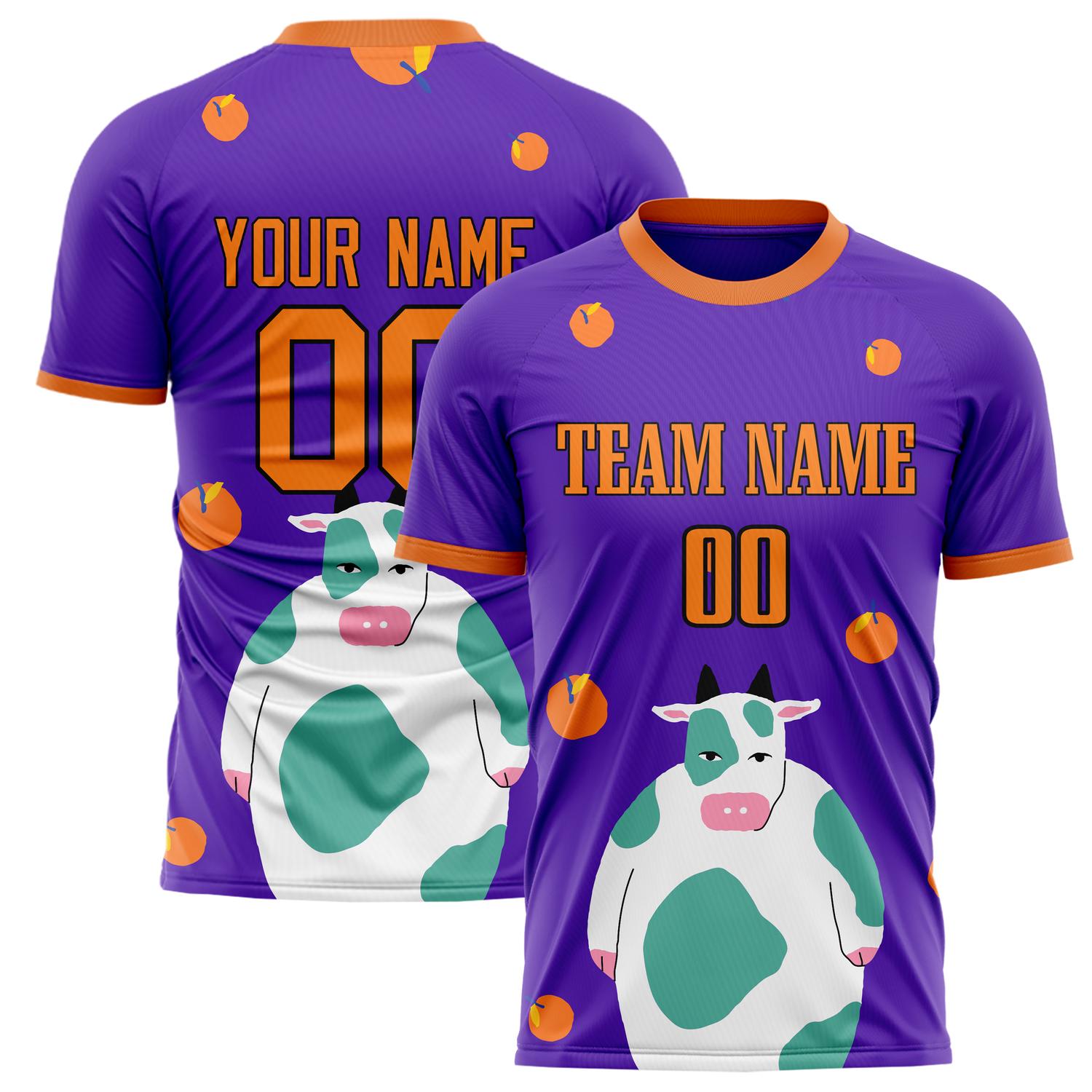 Custom Purple Orange Pattern Soccer Jersey FT02240809XF276