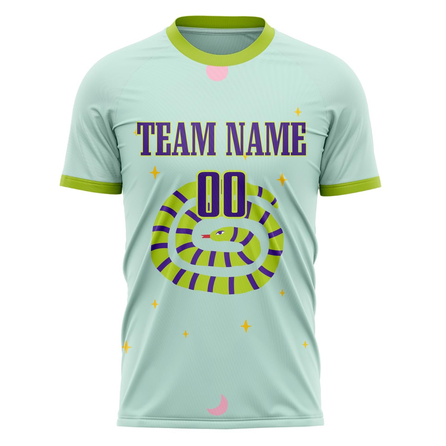 Custom Green Purple Pattern Soccer Jersey