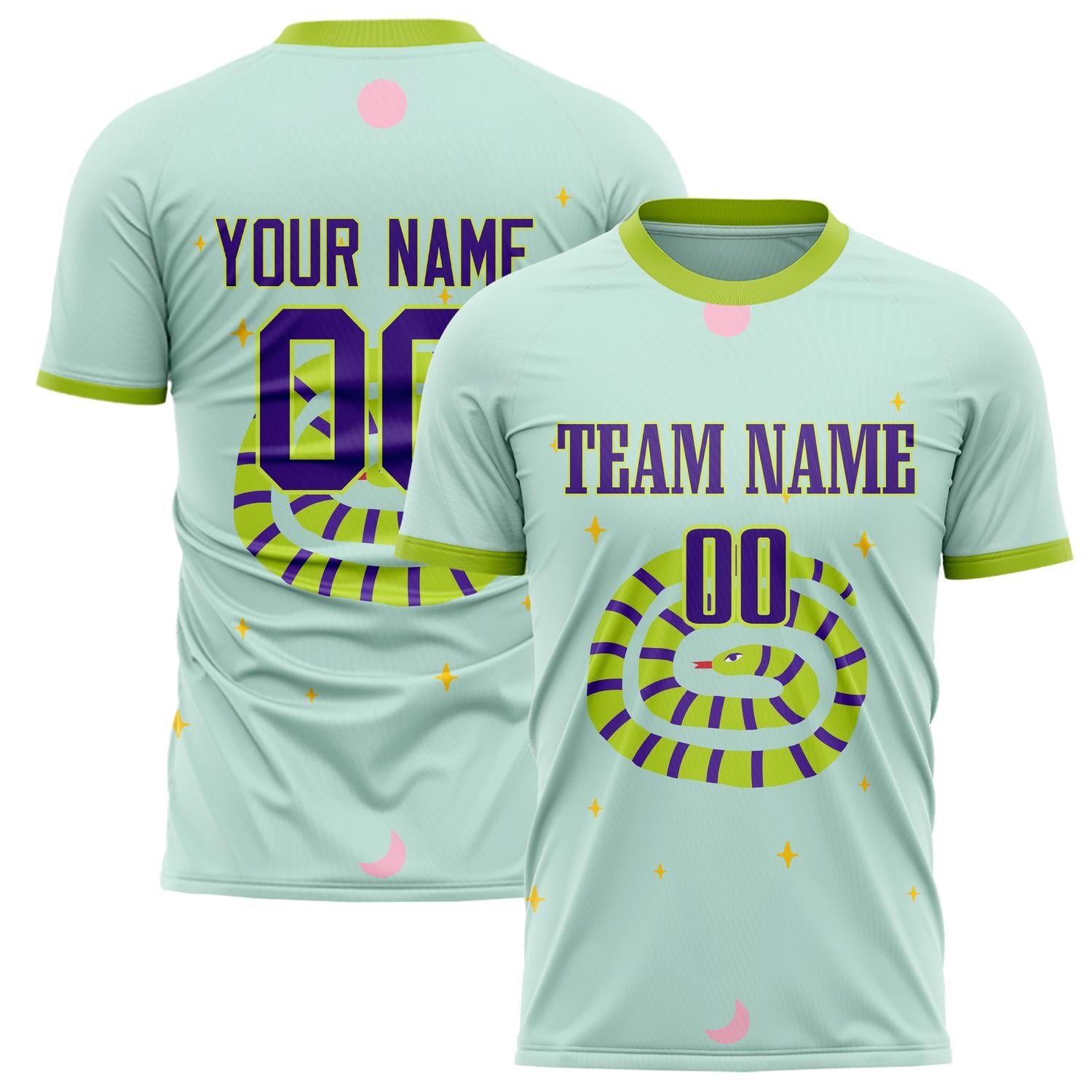Custom Green Purple Pattern Soccer Jersey FT02240809XF278