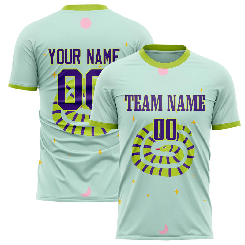 Custom Green Purple Pattern Soccer Jersey FT02240809XF278