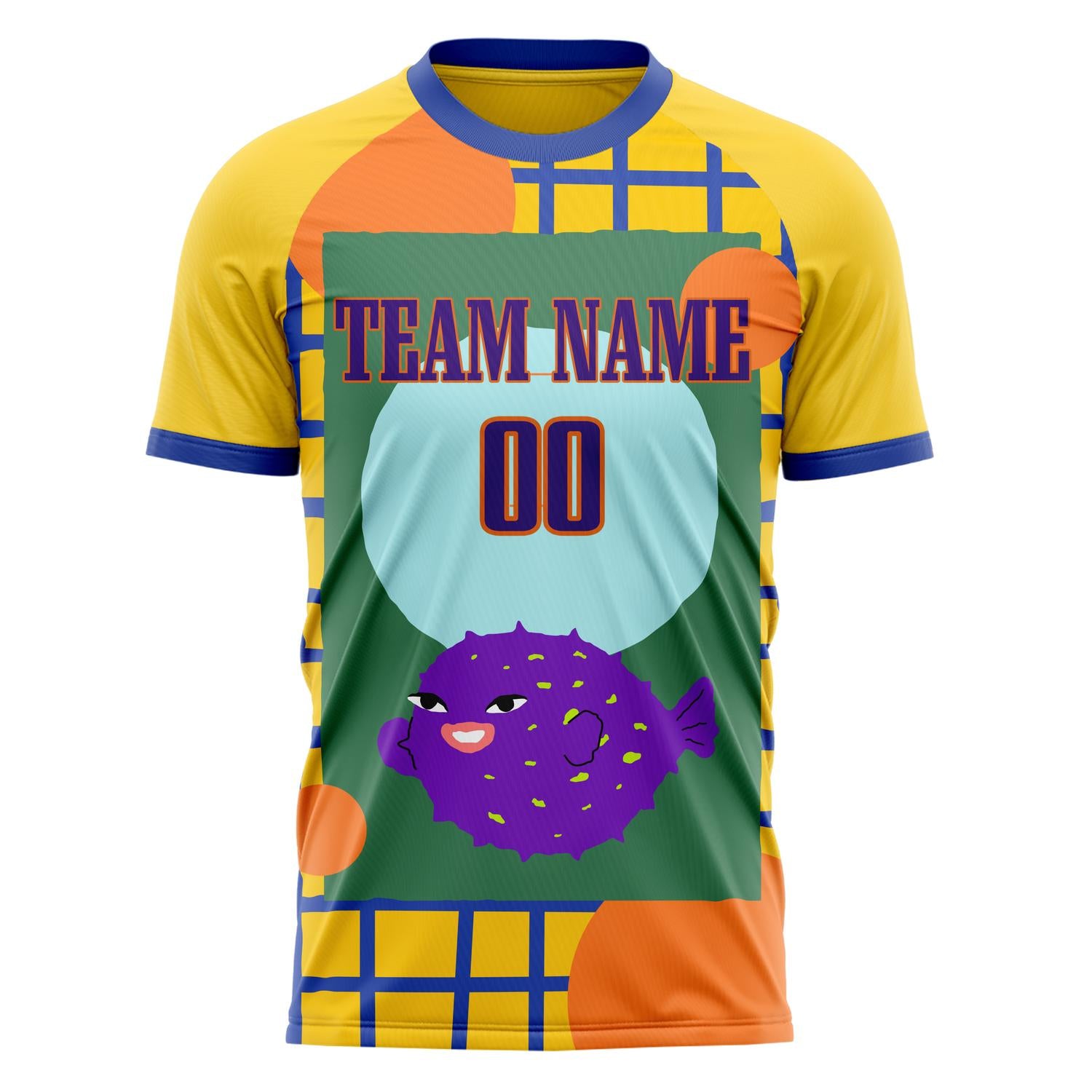 Custom Gold Green Pattern Soccer Jersey
