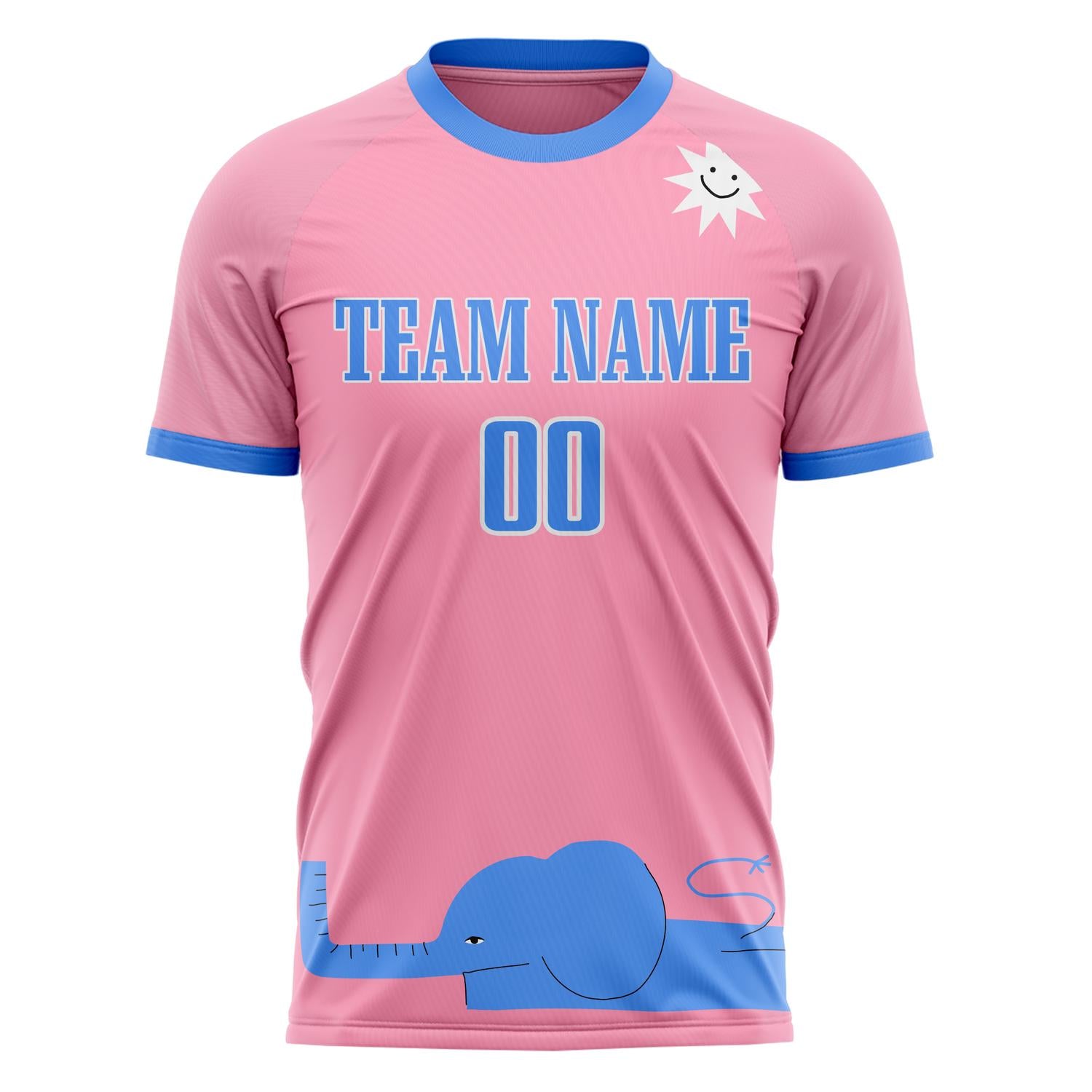 Custom Pink Blue Pattern Soccer Jersey