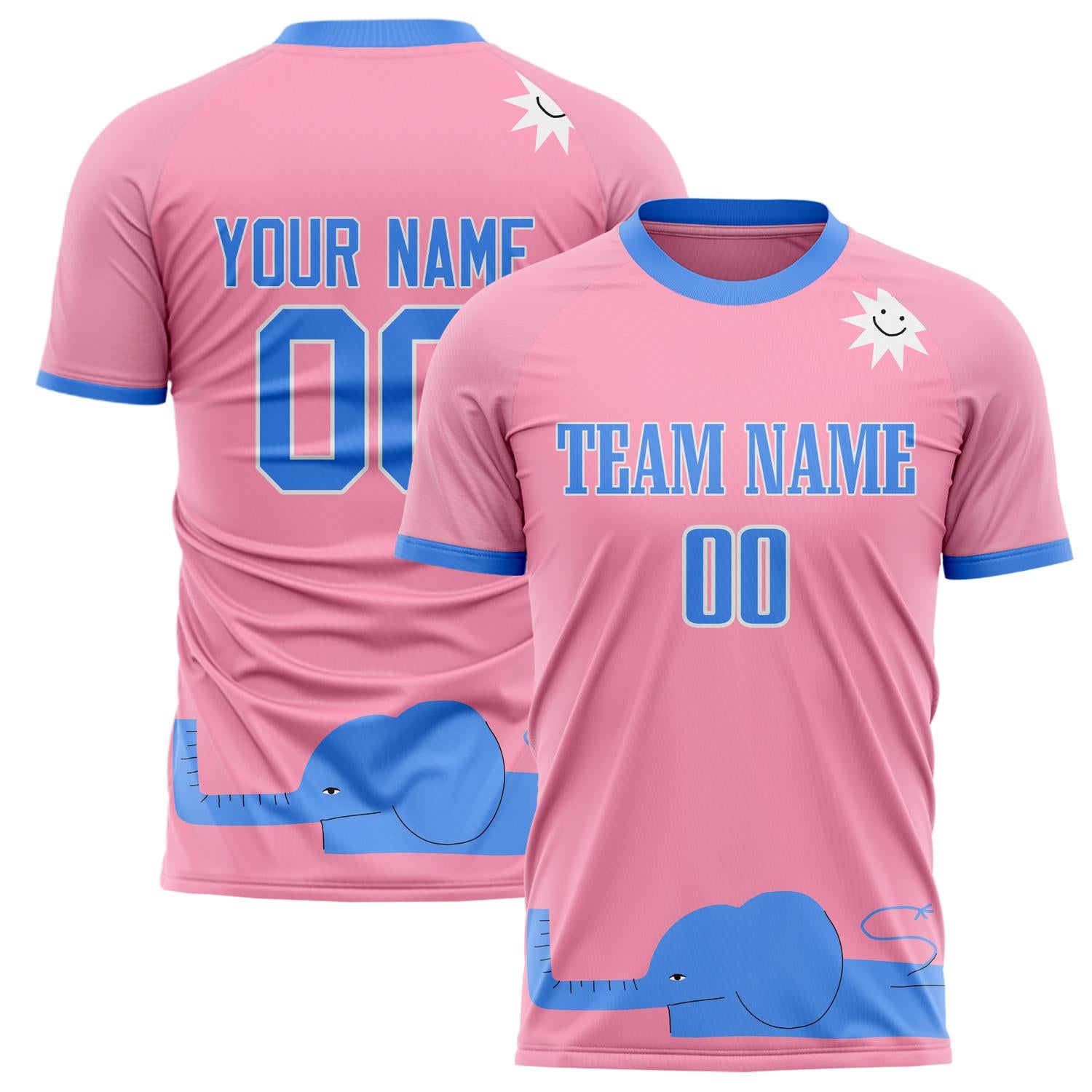Custom Pink Blue Pattern Soccer Jersey FT02240809XF280