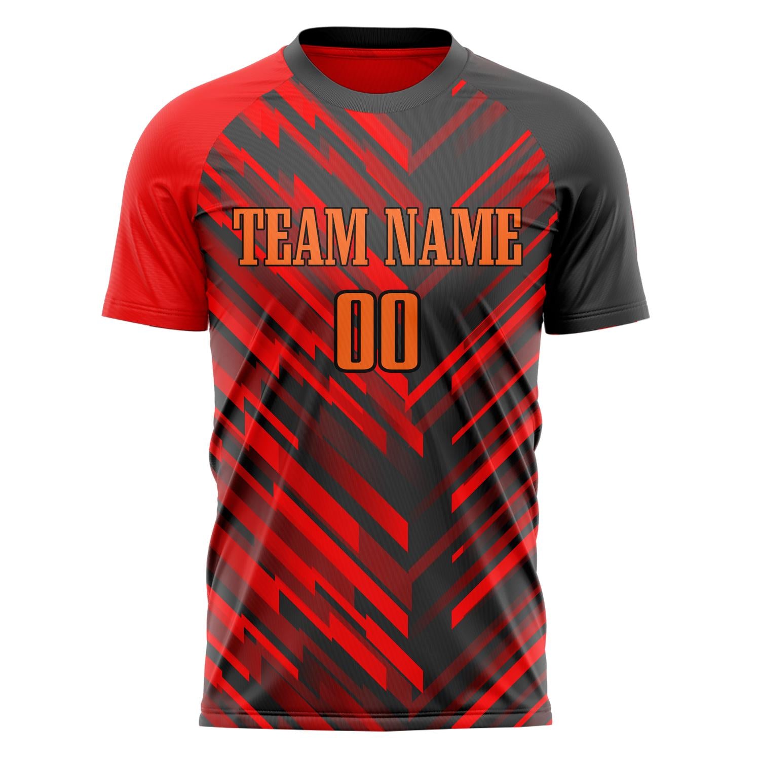 Custom Red Black Pattern Soccer Jersey