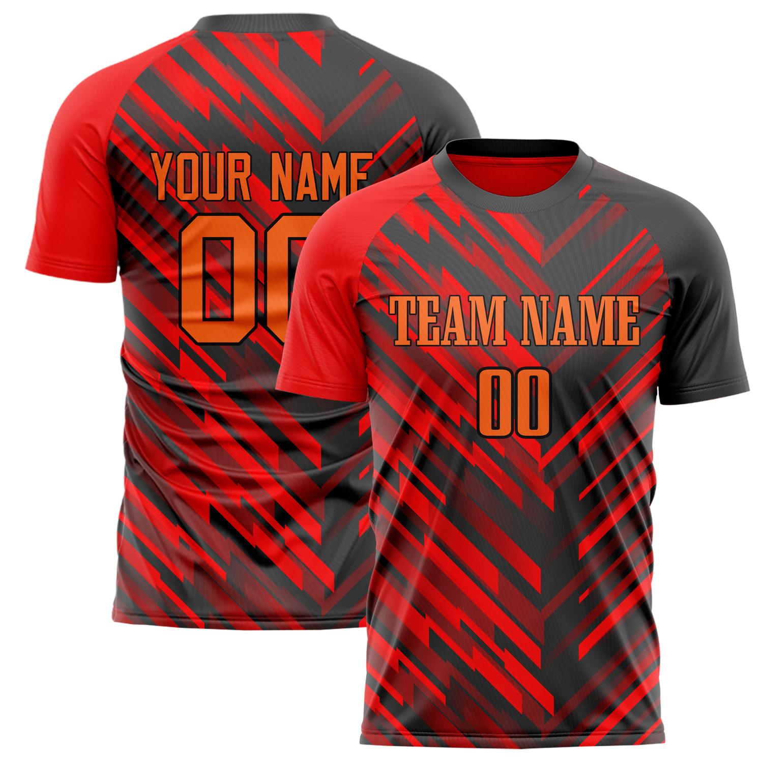 Custom Red Black Pattern Soccer Jersey FT02240809XF281