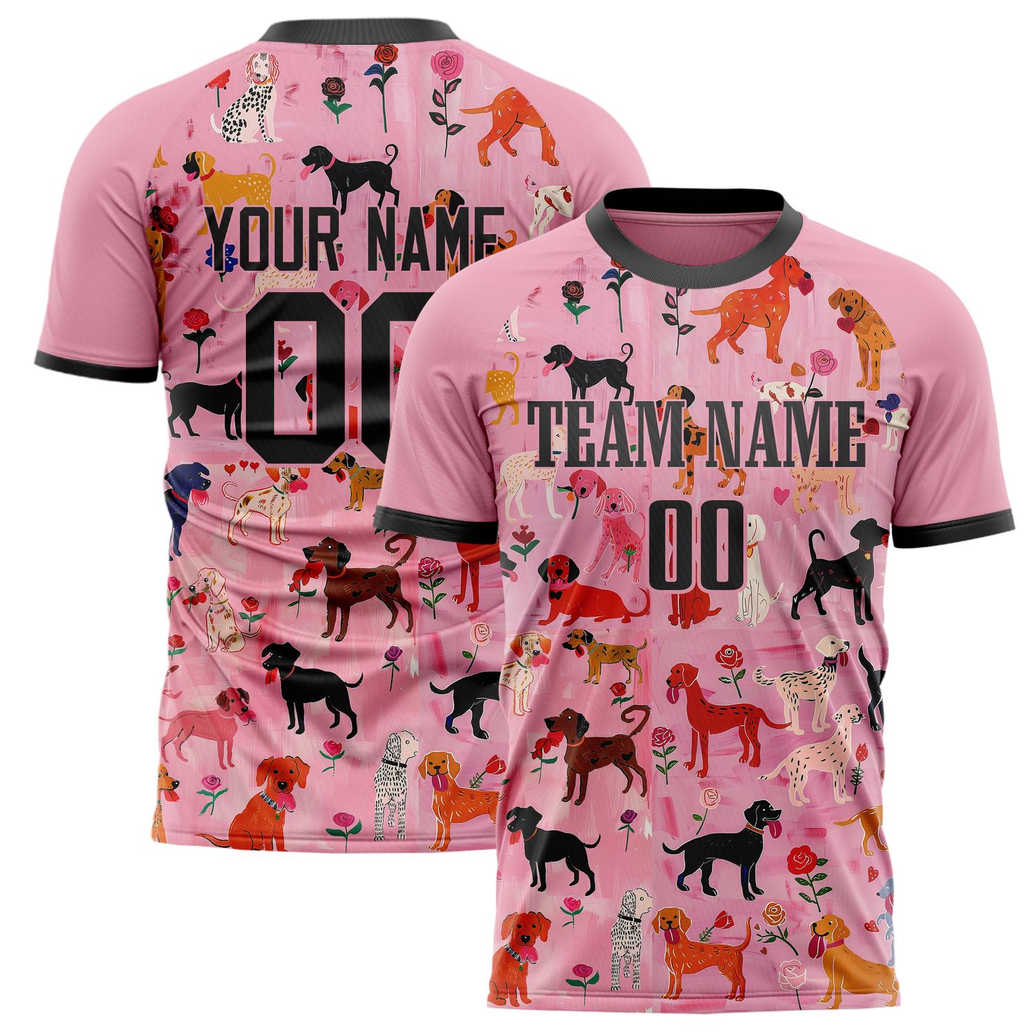 Custom Pink Black Pattern Soccer Jersey FT02240809XF282