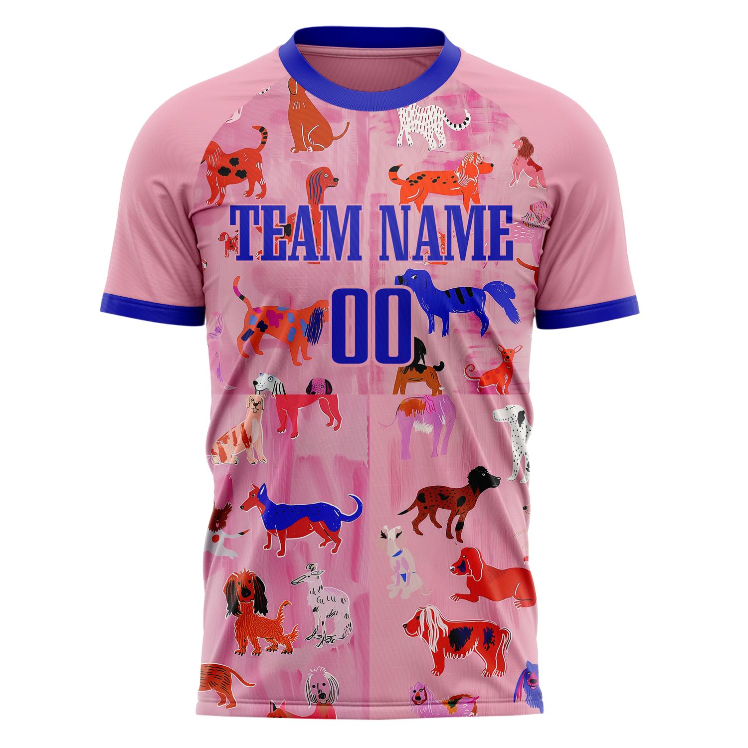 Custom Pink Blue Pattern Soccer Jersey