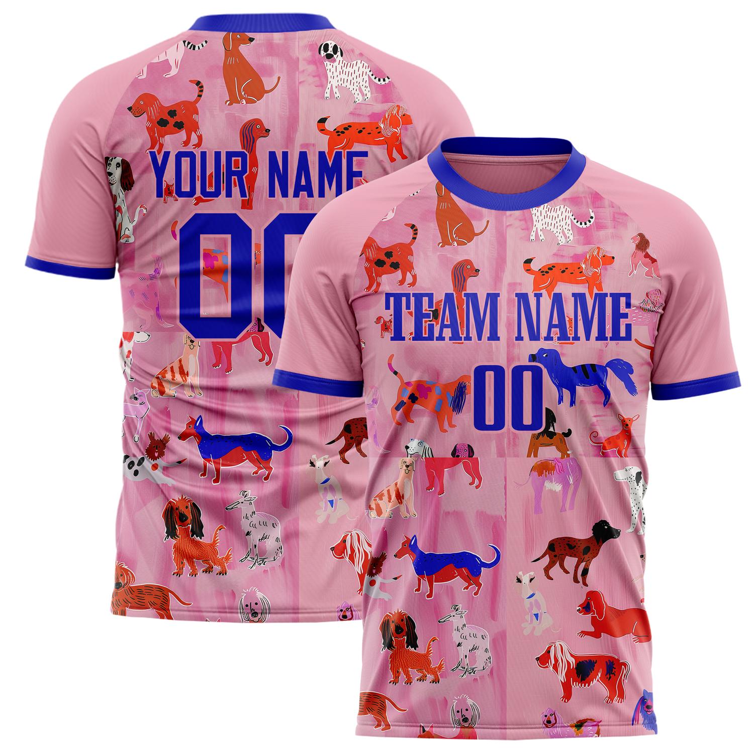 Custom Pink Blue Pattern Soccer Jersey FT02240809XF283