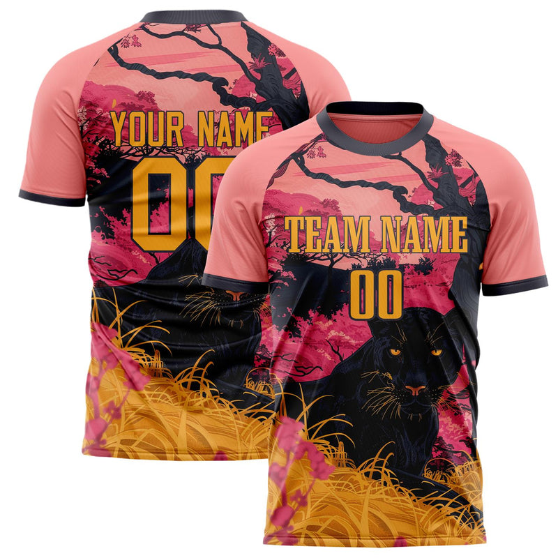 Custom Pink Black Pattern Soccer Jersey FT02240809XF285