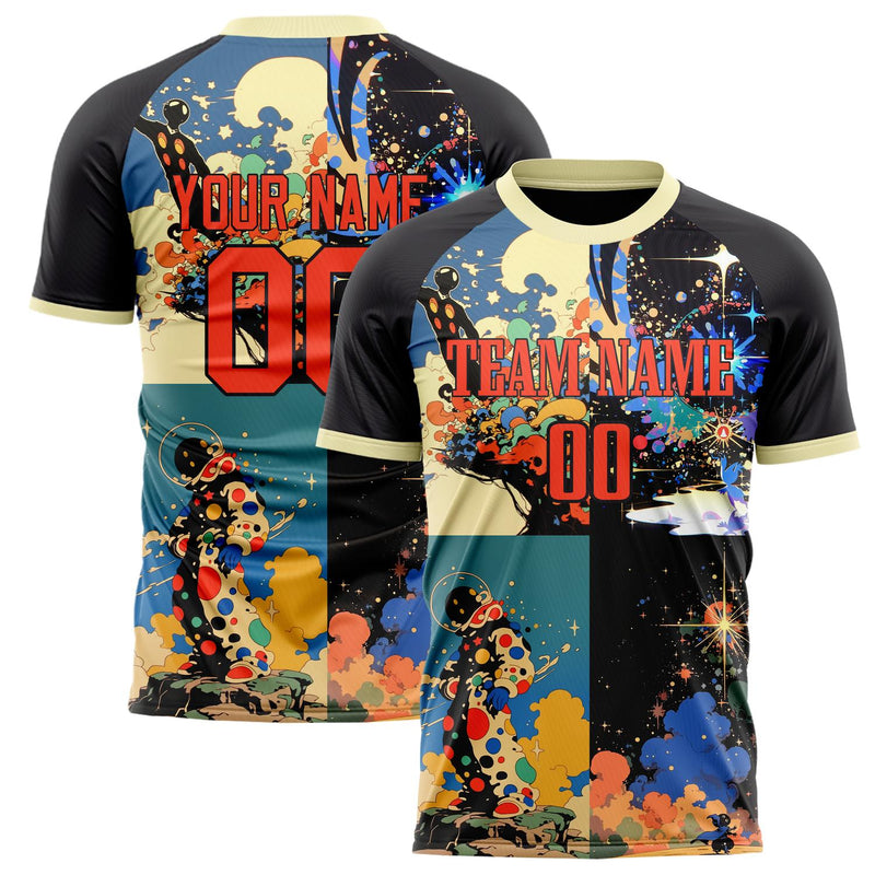 Custom Black Red Pattern Soccer Jersey FT02240809XF287
