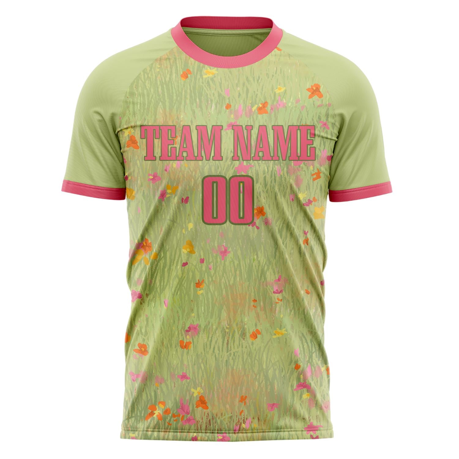 Custom Green Pink Pattern Soccer Jersey
