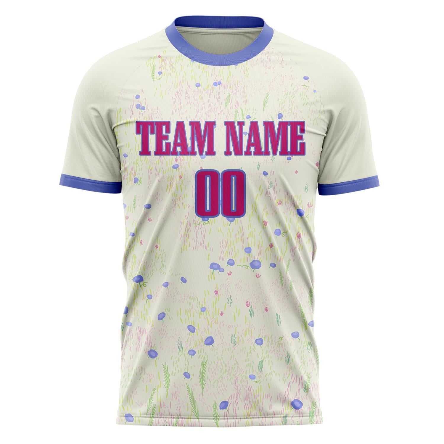 Custom Cream Purple Pattern Soccer Jersey