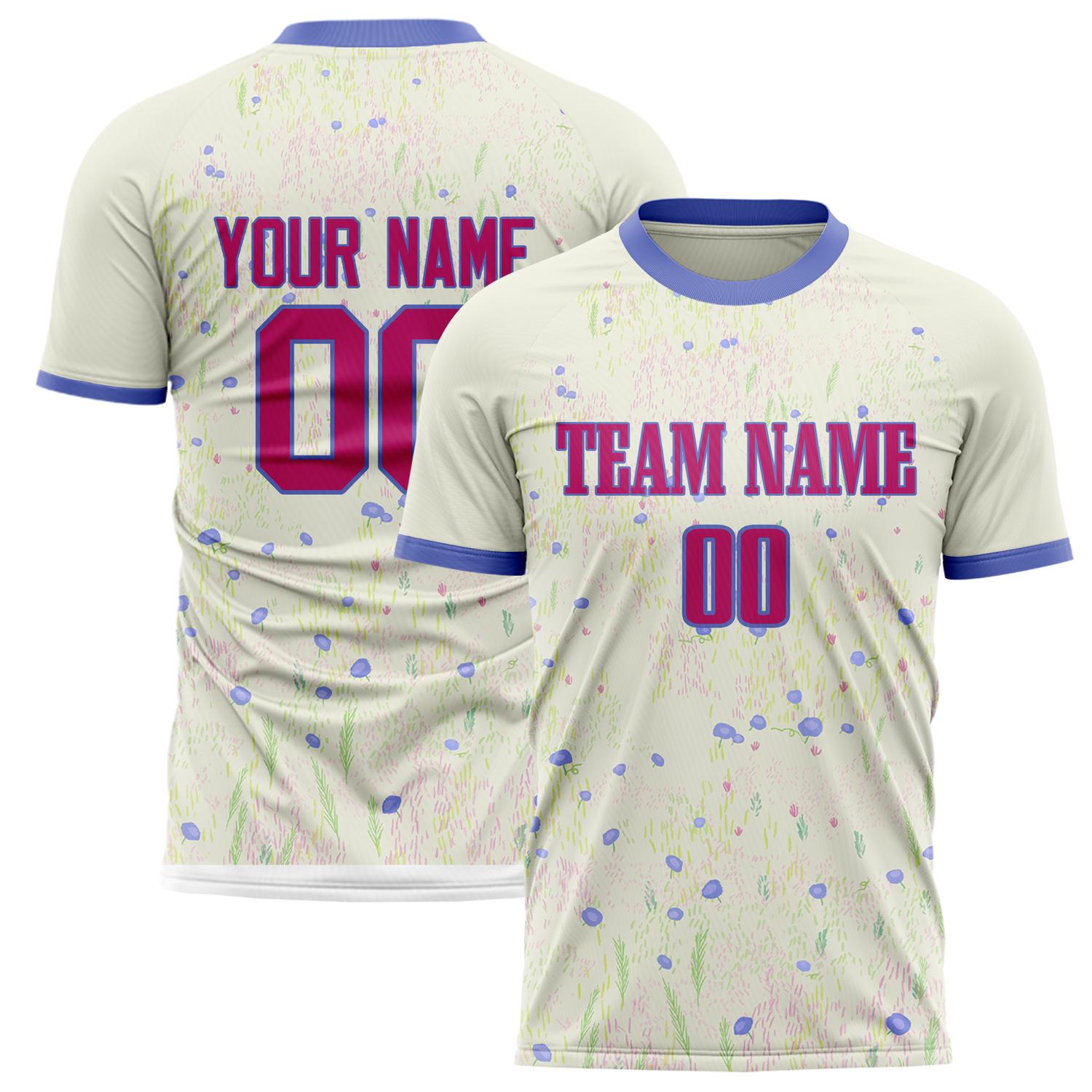 Custom Cream Purple Pattern Soccer Jersey FT02240809XF291
