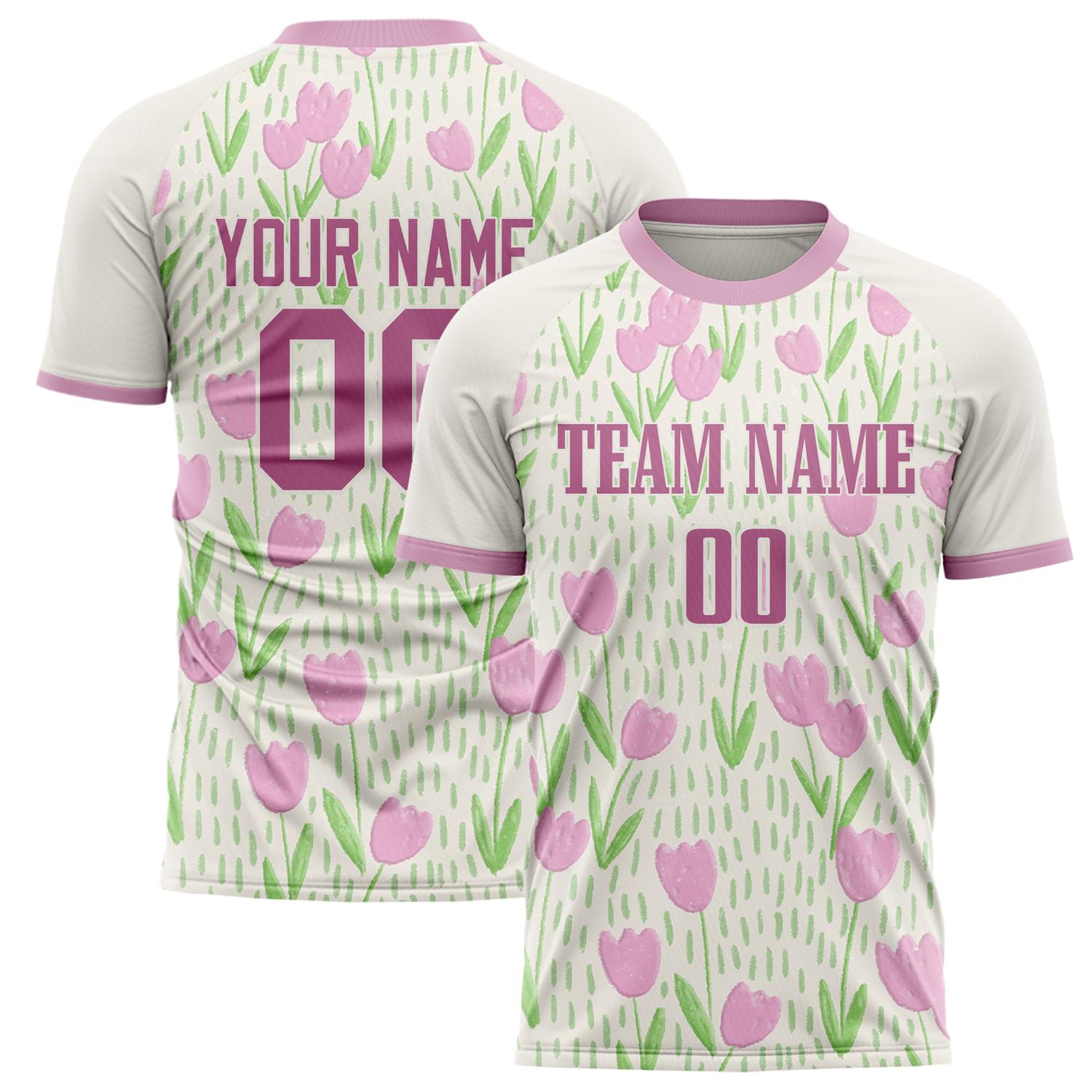 Custom White Pink Pattern Soccer Jersey FT02240809XF293