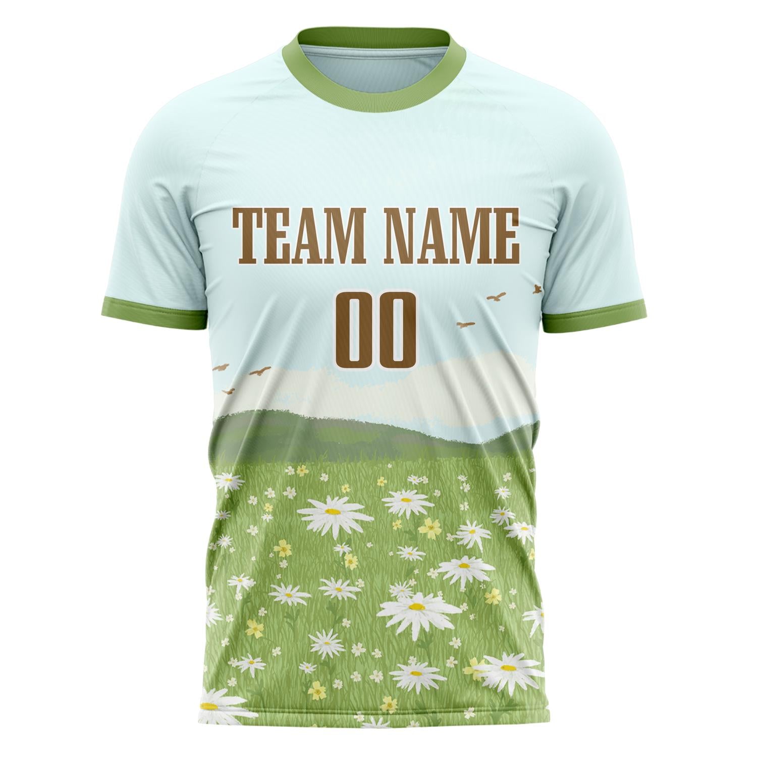 Custom Blue Green Pattern Soccer Jersey