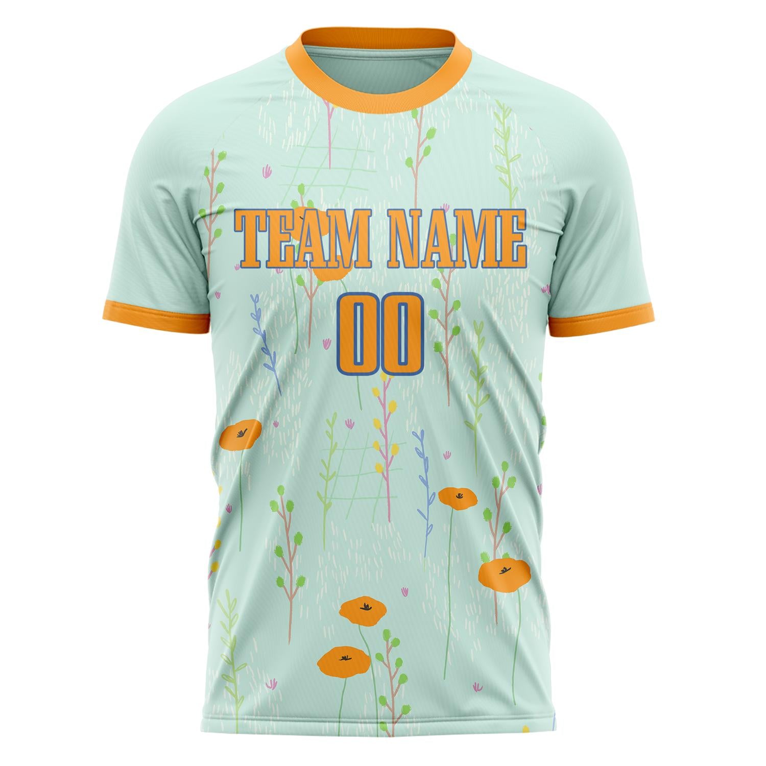 Custom Blue Orange Pattern Soccer Jersey