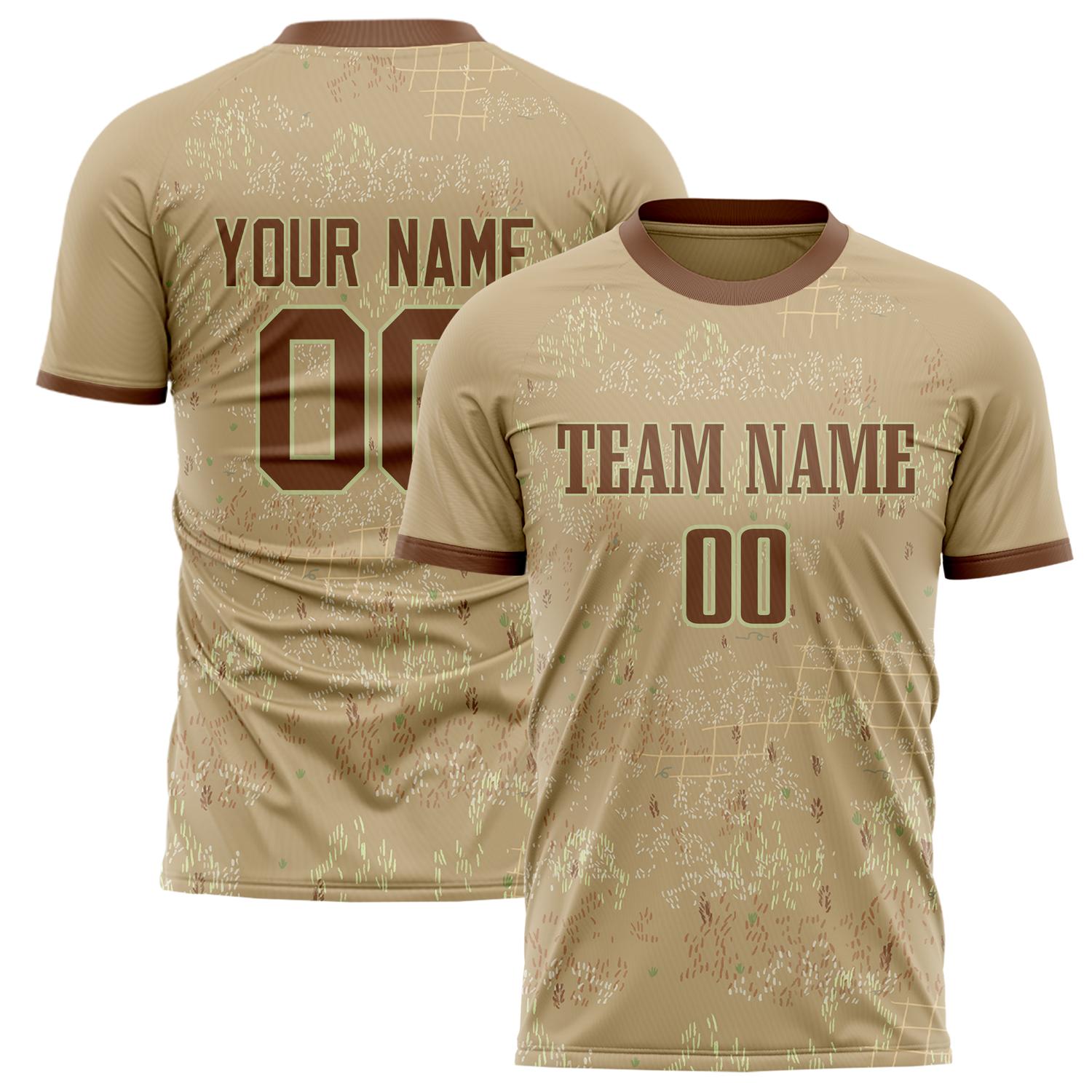 Custom Brown Dark Brown Pattern Soccer Jersey FT02240809XF296