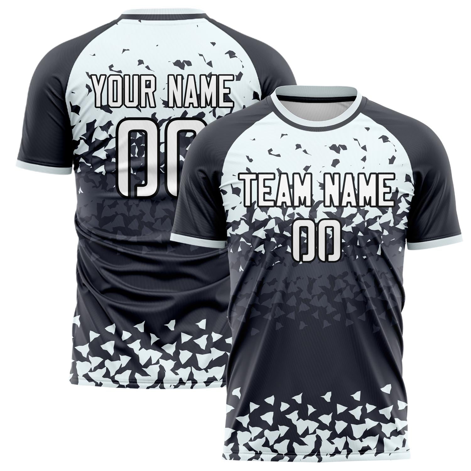 Custom Navy White Pattern Soccer Jersey FT02240809XY300
