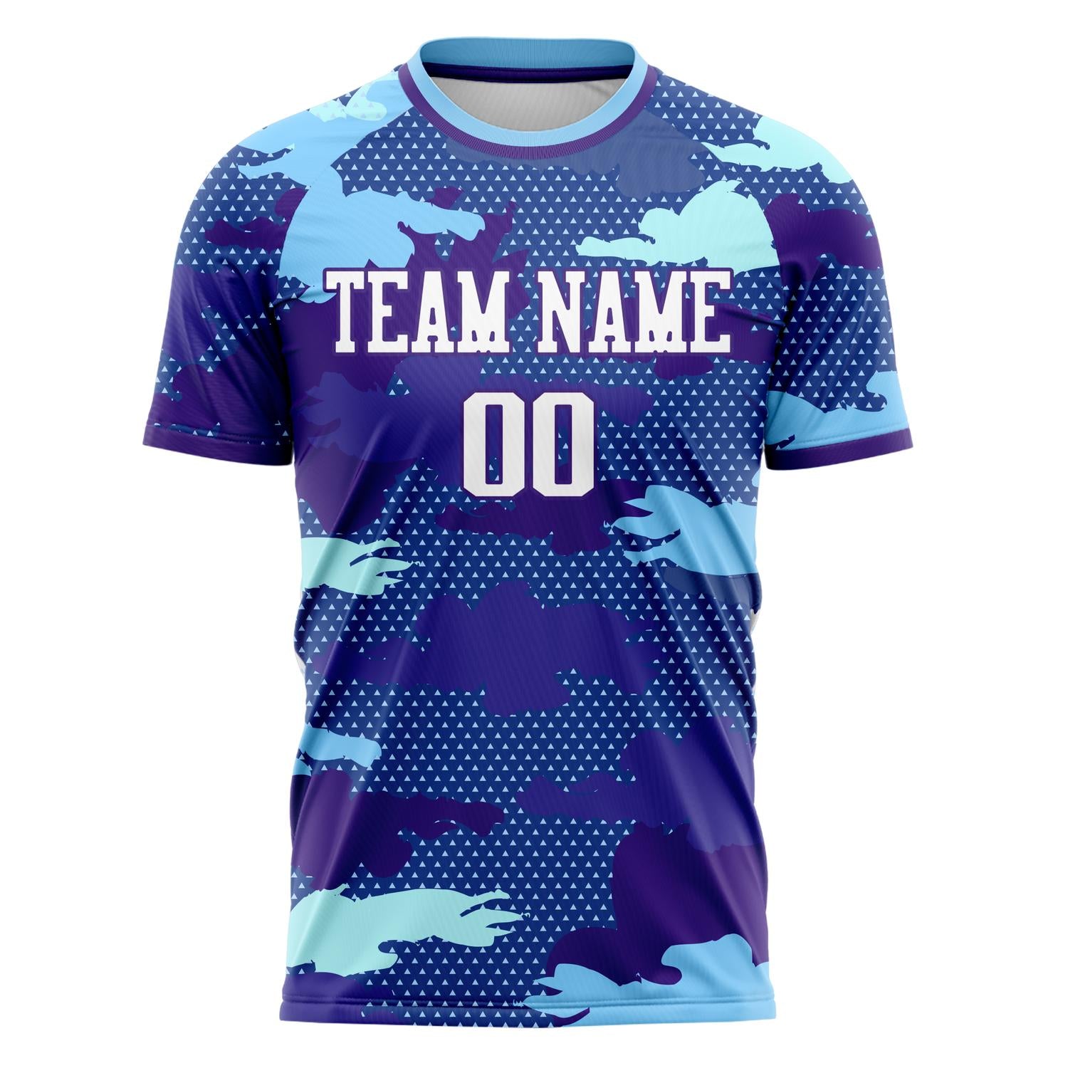Custom Purple Light Blue Pattern Soccer Jersey