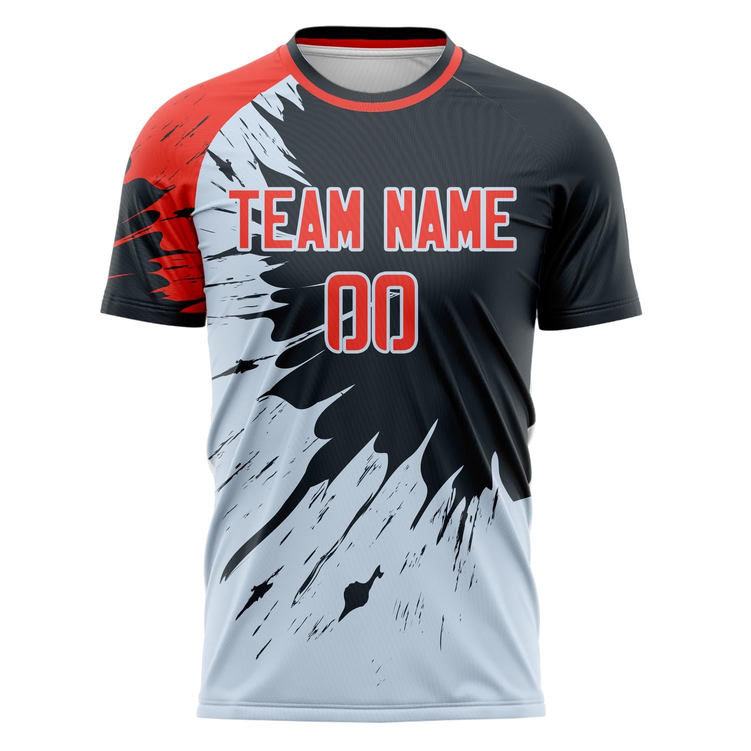 Custom Black Red Pattern Soccer Jersey