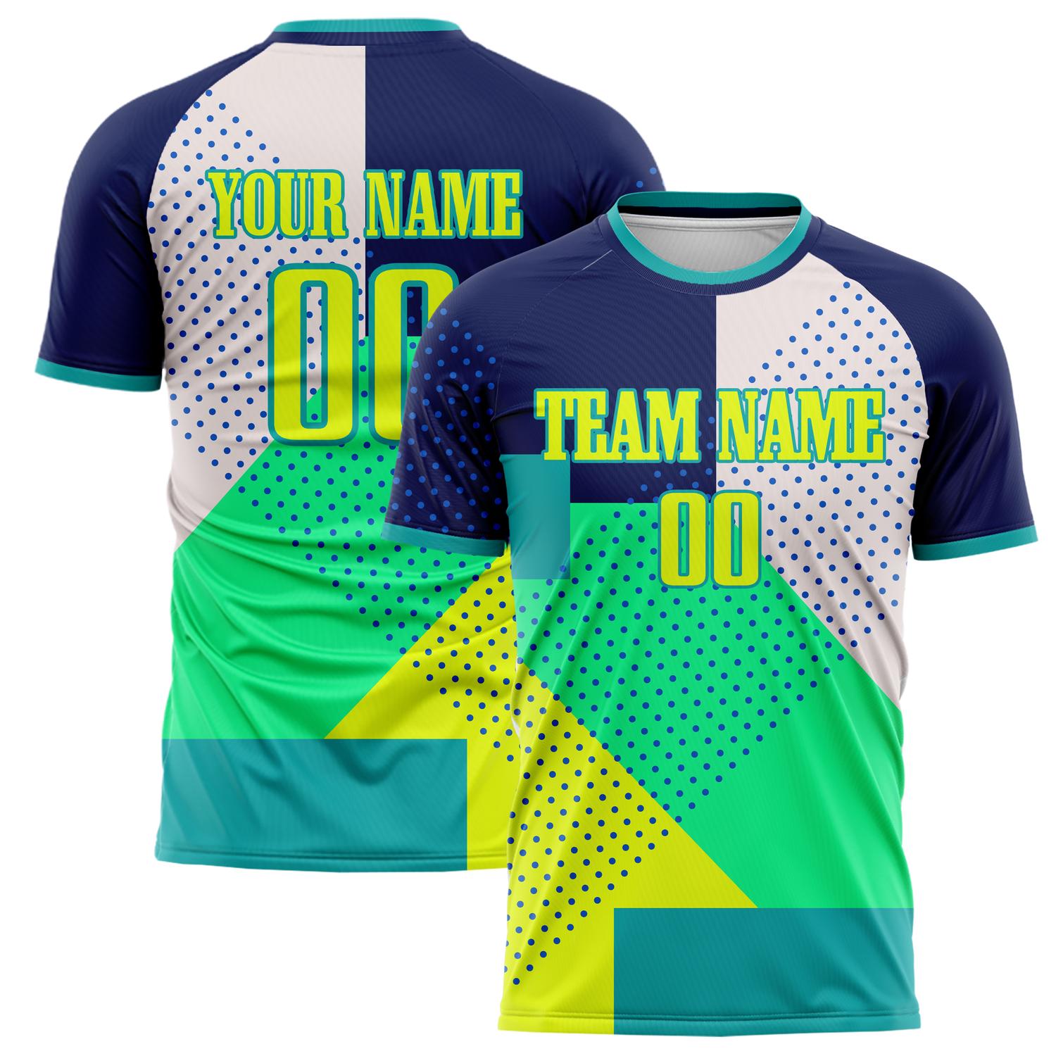 Custom Navy Teal Pattern Soccer Jersey FT02240809XY305