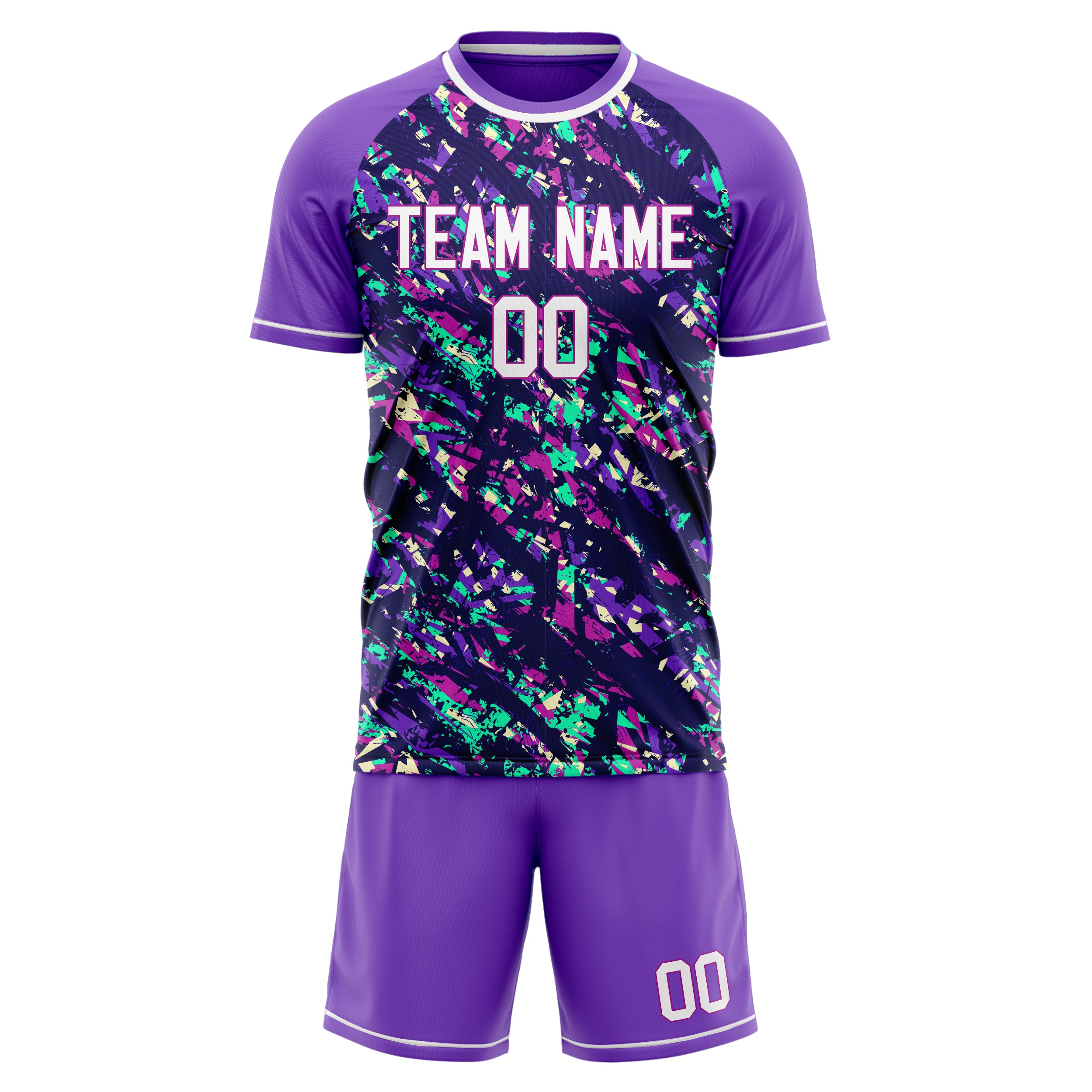 Custom Purple White Pattern Soccer Jersey